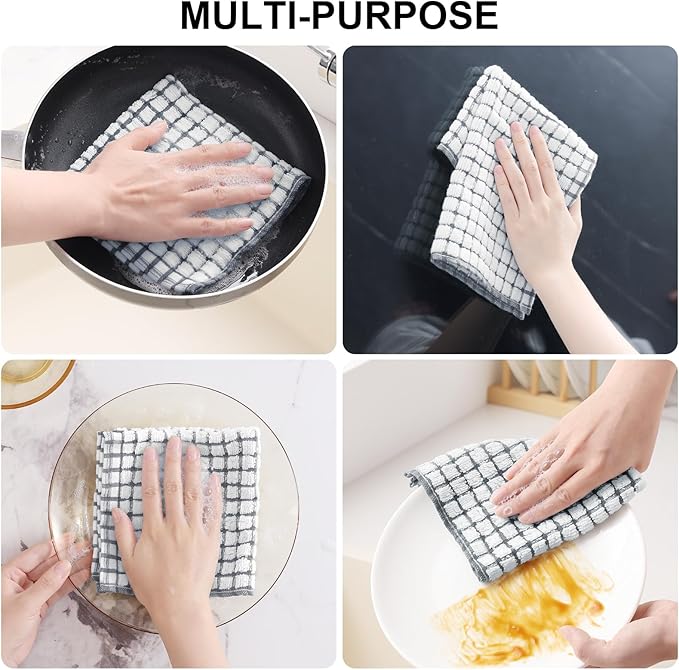 Kitinjoy Cotton 8 Pack Terry Kitchen Dish Cloths, 12 x 12 Inches Super Soft and - Image 4