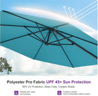 PURPLE LEAF 11 Feet Patio Cantilever Umbrella with Base Outdoor Umbrella Round Aluminum Offset with 360-degree Rotation for Garden Deck Pool Patio, Turquoise Blue - Image 7