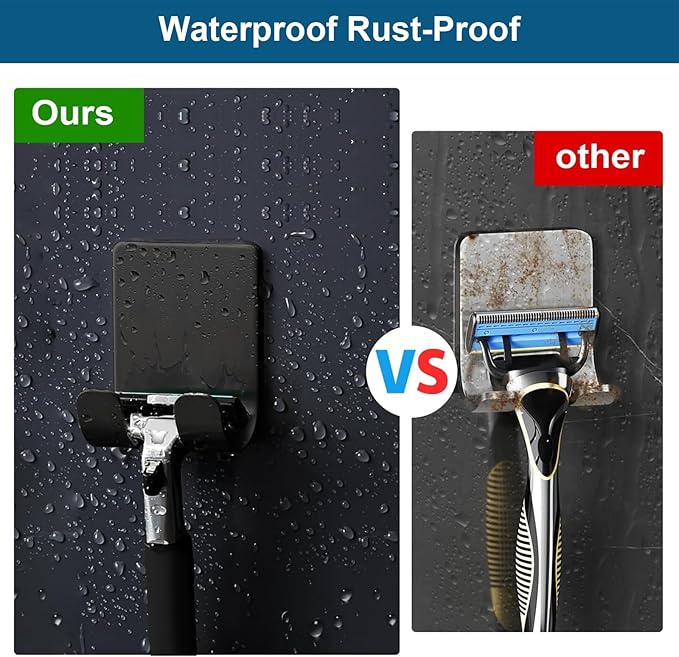 Diesisa Razor Holder for Shower + Adhesive Wall Hooks, Premium 304 Stainless - Image 5