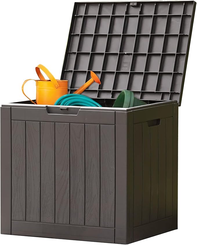 Sweetcrispy Deck Box with 31 Gallon Capacity, Weatherproof Resin Lockable Outdoor Storage for Secure Package Deliveries and Indoor Storage in Garden or Patio, Backyard by Sweetcrispy