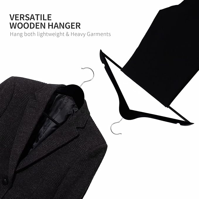 ELONG HOME Solid Wooden Hangers 30 Pack, Wood Suit Hangers - Image 5