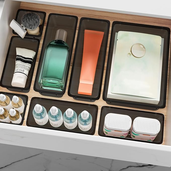 12-Piece Drawer Organizer Set, 4 Sizes Versatile Plastic Vanity Organizer - Image 7