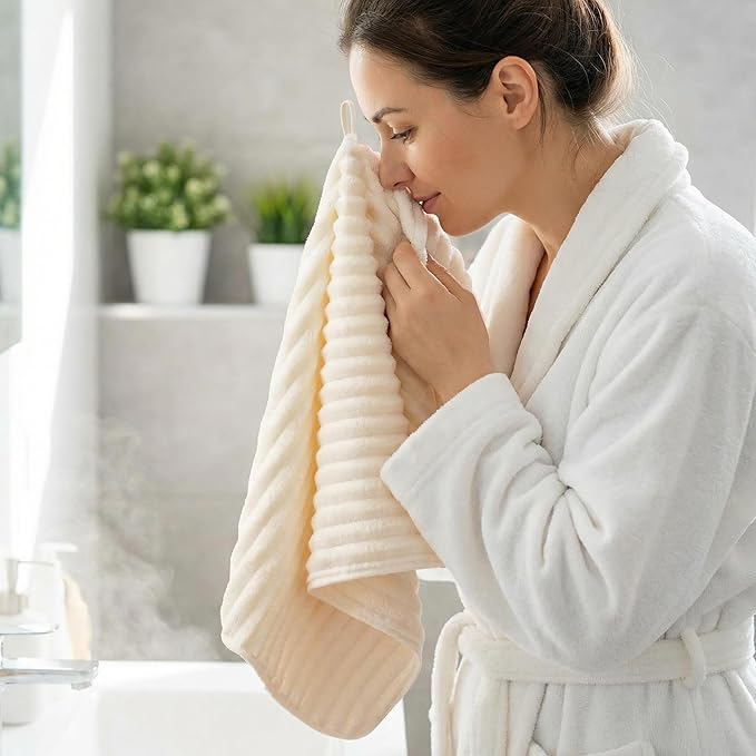 4PCS Beige Microfiber Hand Towels - Image 5