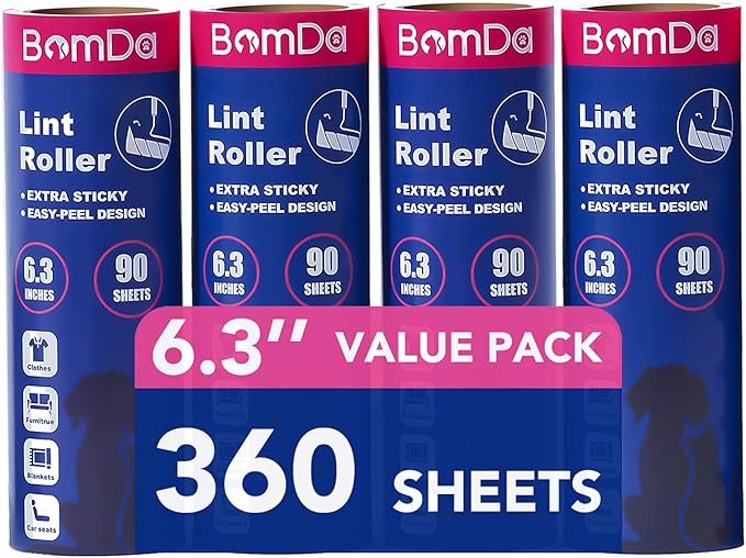 Extra Sticky Large Surface Lint Roller, 6.3'' Giant Lint Roller by BomDa
