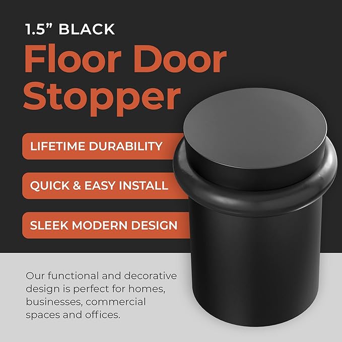 NYCO - Floor Door Stopper Chrome Door Stop - Classy Solid Steel Modern Heavy - Image 3