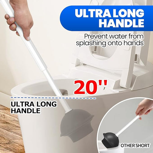 2 in 1 Toilet Brush and Plunger Set, Extended Handle Plunger, Toilet Bowl Brush - Image 2