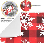 Snowflakes Christmas Checkered Plaid Dish Drying Mat - Image 2