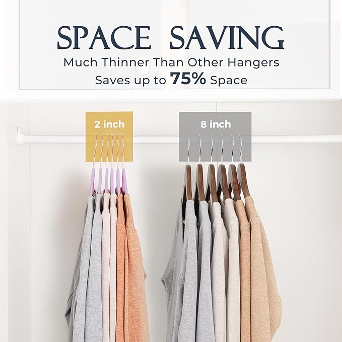 HOUSE DAY Lt-Purple Velvet Hangers 20 Pack, Premium Non-Slip Felt Clothes - Image 4