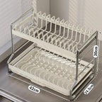 2 Tier Dish Drying Rack Dishes Organizer Rack Double Decker - Image 6