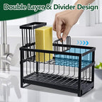 Sponge Holder for Kitchen Sink Organizer Caddy, 2 Tier Dish Brush Scrubber - Image 5