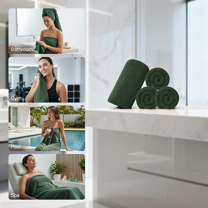 REDKISS 4 Pack Premium Bath Towels, Plush Coral Fleece Towels - Image 6