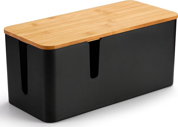 ZhiYo Bamboo Lid Cord Organizer Box, Safe ABS Wire Organizer - Image 7