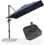 PURPLE LEAF 8 Feet Square Cantilever Umbrella Patio Umbrella with Base Outdoor Umbrella Aluminum Offset with 360-degree Rotation for Garden Deck Pool Patio, Navy Blue - Image 3