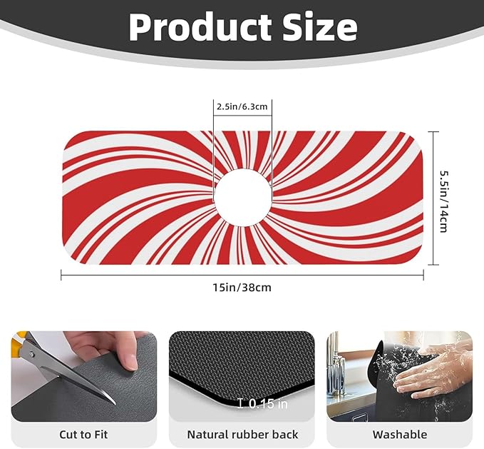 Red And White Candy Swirl Stripe Striped Mint Sugar Candy Cane Themed Kitchen - Image 2