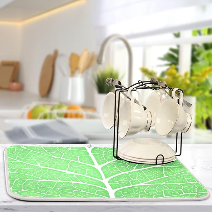Green Leaf Veins Dish Drying Mat - Image 6