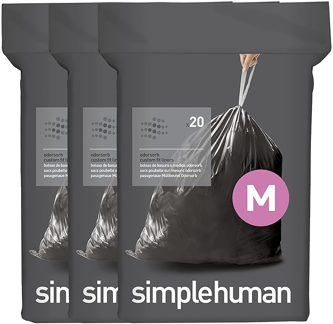 Code M Odorsorb Custom Fit Drawstring Odor Absorbing Trash Bags in Dispenser by Simplehuman