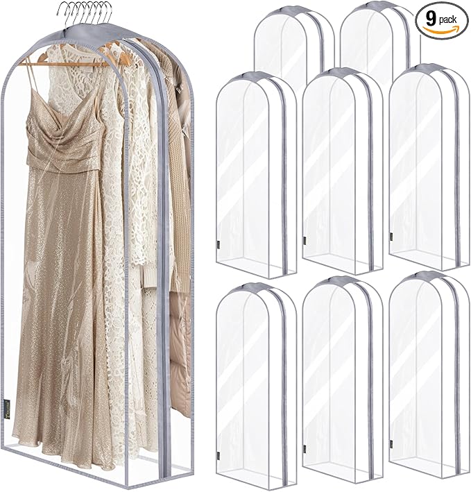 BALEINE 60'' Clear Garment Bags, 10.5'' Wide PEVA Suit Bag by BALEINE