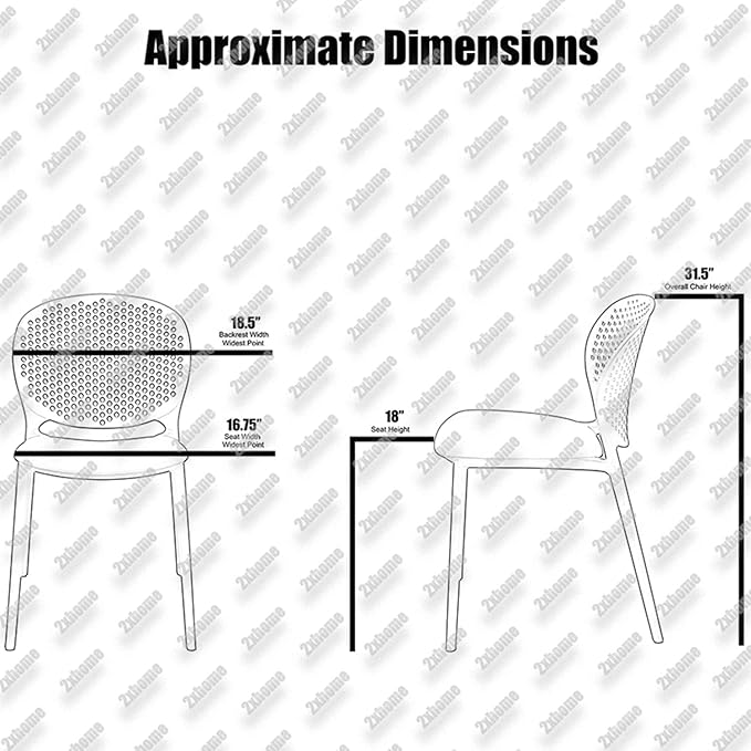 2xhome Set of 4 Patio Dining Chairs | Modern Stackable Outdoor Pool Side Chair | Weather Resistant Plastic for Yard, Porch, Balcony, Kitchen, Yellow - Image 3