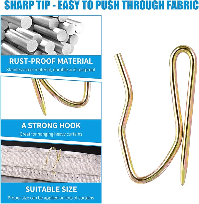 1.2 Inches Curtain Hooks, Sopito 58pcs Metal Drapery Hooks and Pins - Image 4