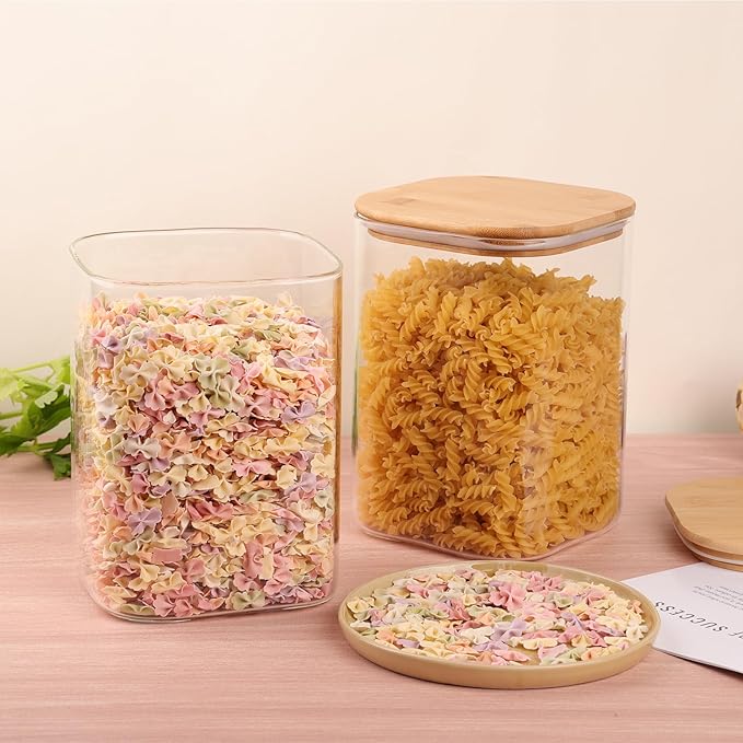 Glass Food Storage Jars 3.6 Qt Set of 2, Glass Storage Containers Clear Glass - Image 3