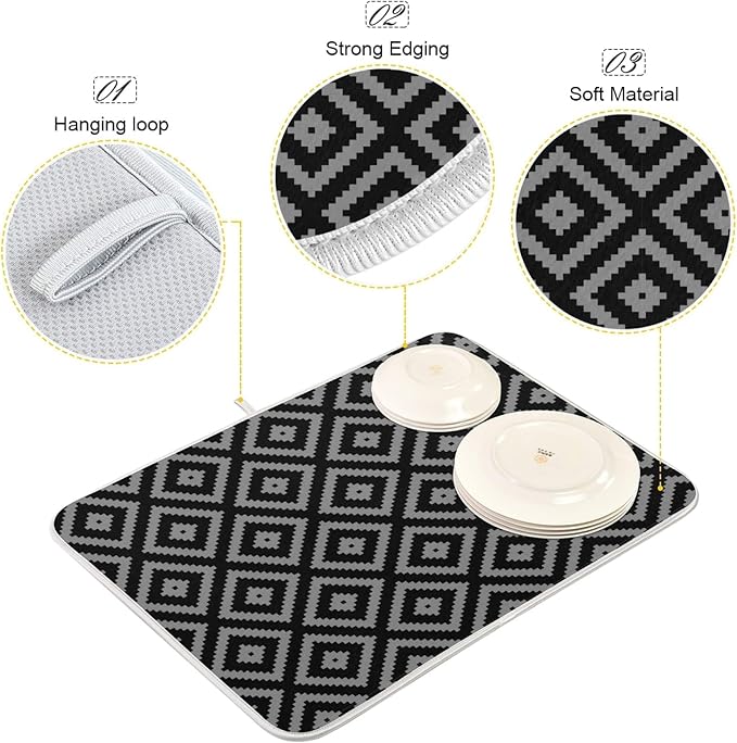 Super Absorbent Dish Drying Mat, Microfiber Fast-Drying Dish Mat, Kitchen Dish - Image 4