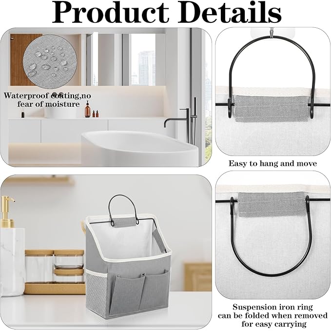 Wall Hanging Storage Bag Cotton Linen Hanging Storage Basket - Image 5