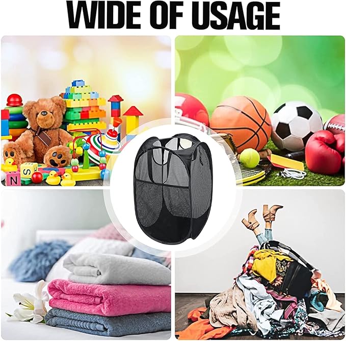 AQQA 9 Pcs Mesh Popup Laundry Hamper Set, Durable Handles, Sturdy Mesh - Image 6