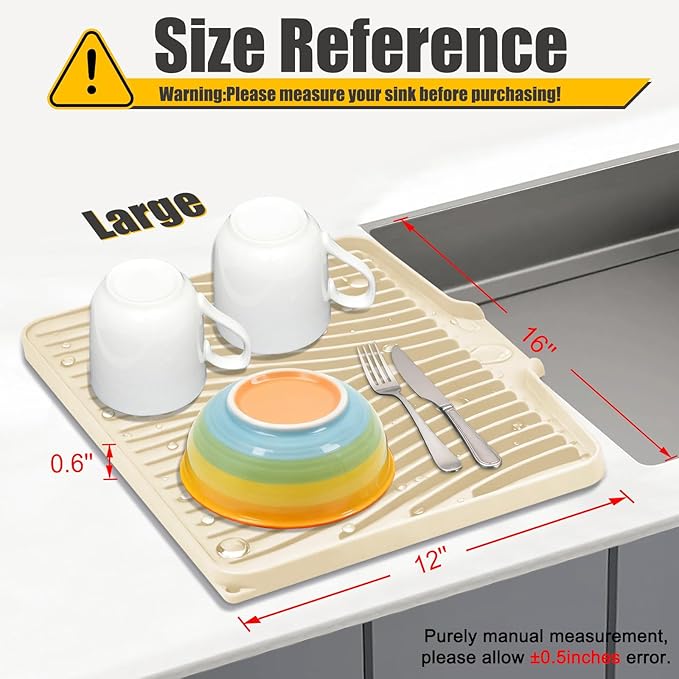 Silicone Dish Drying Mat for Kitchen Counter, Dish Drying Pad, Non-Slip Drain - Image 2