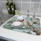 Winter Dish Drying Mat for Kitchen Counter Cardinal Birds Pine Trees Festival - Image 6