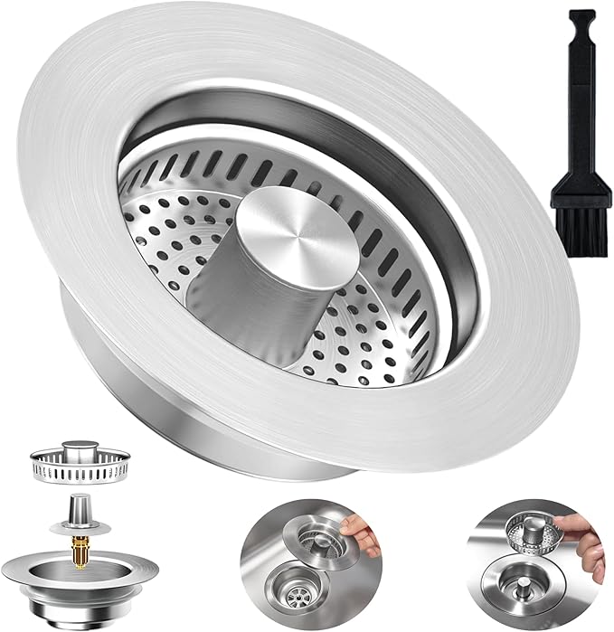 3-in-1 Kitchen Sink Drain Strainer Stopper, Upgraded Stainless Steel Sink Plug by Unknown