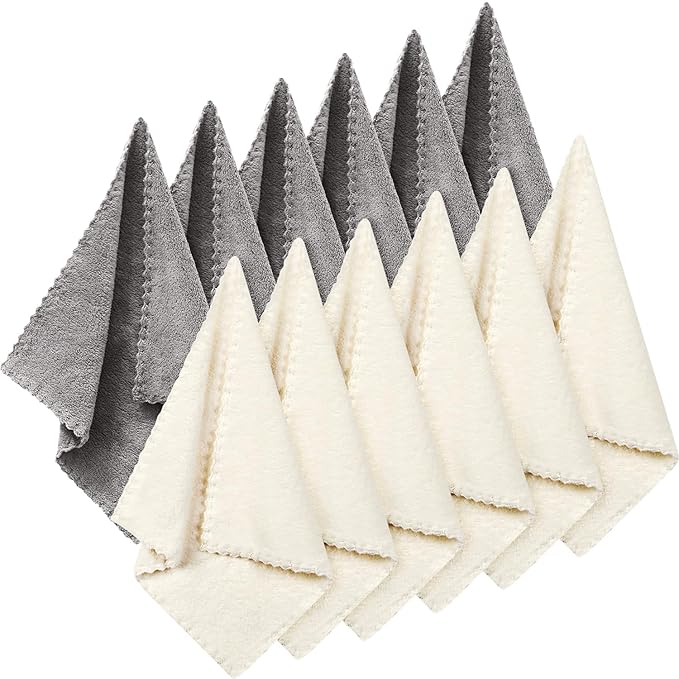 Syhood 12 Pieces Face Wash Cloth 12 x 12 in Makeup Remover Cloths Towel Coral by Syhood