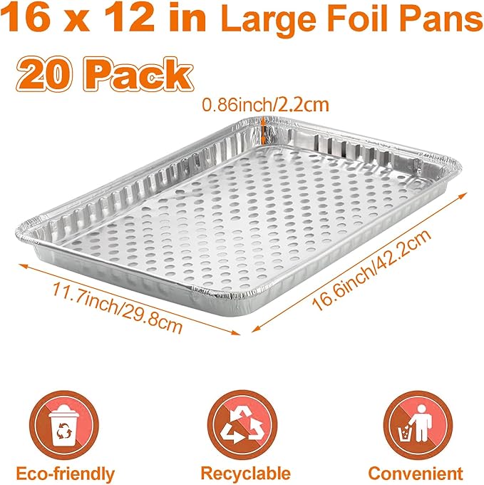 CYEAH 20 Pcs Aluminum Foil Pans, 16 x 12 in Large Aluminum Pans, Aluminum - Image 2