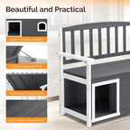 VINGLI Outdoor Storage Bench with Built-in Dog House, 2-in-1 Outdoor Waterproof Patio Bench with Pet Kennel for Patio Backyard Porch (Gray) - Image 5