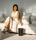 Small Metal Trash Can Wastebasket, Decorative Honeycomb Garbage Can Waste Basket - Image 4
