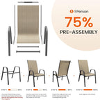 JEAREY Patio Dining Chairs Set of 6, Outdoor Stackable Dining Furniture Set, All Weather Dining Set for Lawn, Garden, Backyard, Poolside, Beige - Image 5