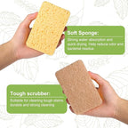 12 Pack Non-Scratch Scrub Sponge, Natural Kitchen Sponges - Image 3