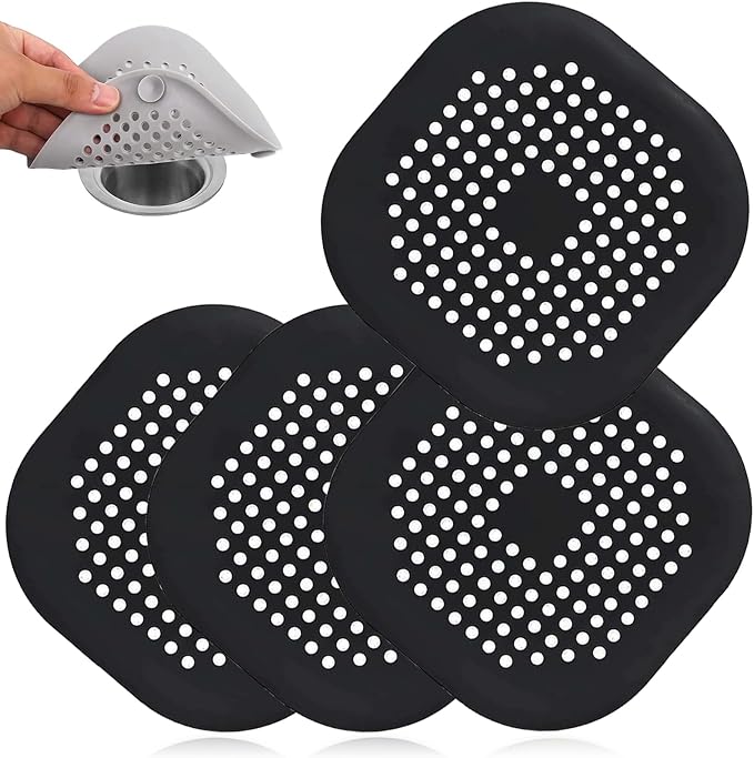4 Pack Drain Hair Catcher Durable Silicone Hair Stopper Shower Drain Covers by QiyuanLS