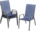 TLSUNNY Patio Chairs, Stackable Textilene Outdoor Dining Furniture for All Weather, with 17.7″ Wide Seat & Metal Frame, for Garden, Backyard, Deck, Restaurant, Poolside (4, Navy Blue, 26.4″) by TLSUNNY
