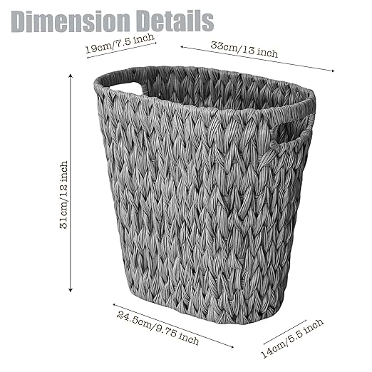 PINXIURY Wicker Trash Can, Watse Basket, Woven Bathroom Trash Can - Image 2