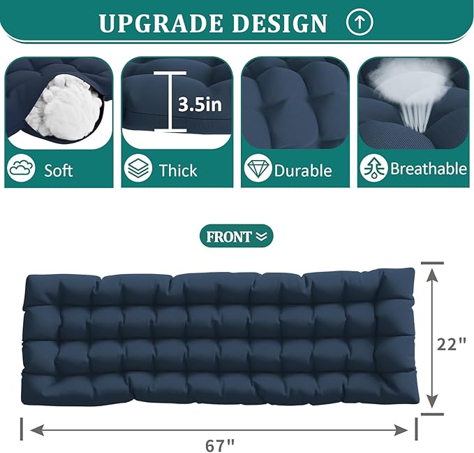 UDPATIO Oversized Zero Gravity Chair 29In XL Patio Reclining Chair with Cushion, Outdoor Folding Adjustable Recliner with Cup Holder, Foot Rest & Padded Headrest, Support 500LB, Navy - Image 3