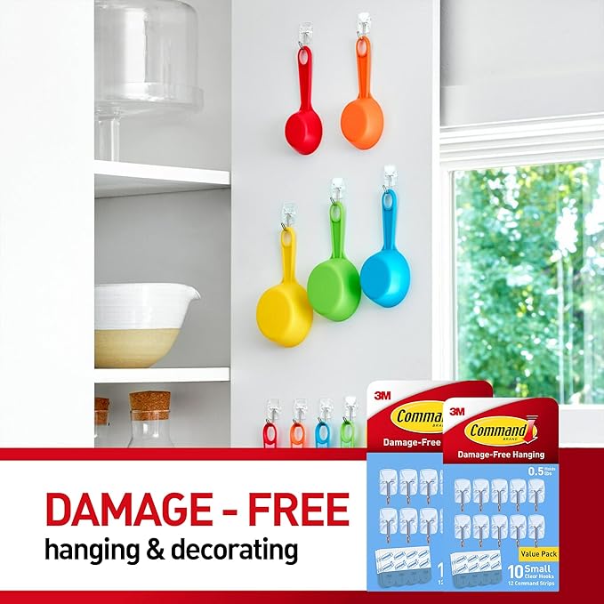 Command Small Clear Wire Toggle Hooks, Damage-Free Adhesive - Image 7