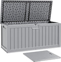 Patiowell 240 Gallon Large Outdoor Storage Box, Waterproof Deck Box with Fixed Divider, Lockable and Durable Patio Storage Solution for Patio Furniture and Garden Tools (Grey) by Patiowell