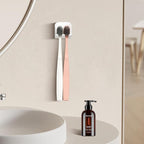 2-Piece Set of White self-Adhesive Wall-Mounted Waterproof Toothbrush Holders - Image 4