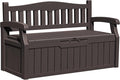 Greesum 80 Gallon Outdoor Storage Bench, Resin Patio Furniture with Armrest,Waterproof and UV-Resistant, Perfect to Garden, Poolside and Lawn, Dark Brown by BuynowfromGreesum