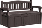 Greesum 80 Gallon Outdoor Storage Bench, Resin Patio Furniture with Armrest,Waterproof and UV-Resistant, Perfect to Garden, Poolside and Lawn, Dark Brown by BuynowfromGreesum