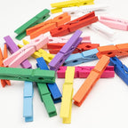 Wooden Clothes Pins, Natural Wood, 50 Pack, 1.8 Inch, Colorful Rust Resistant - Image 3