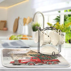 Red Christmas Truck Dish Drying Mat - Image 6