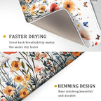 Poppy Flower Dish Drying Mat 18x24 Inch Floral Leaves Dish Drainer Protector - Image 3
