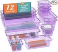 12-Piece Drawer Organizer Set, 4 Sizes Versatile Plastic Vanity Organizer by Unknown