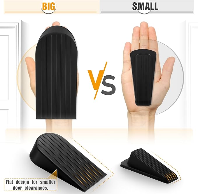 2 Pack Black Extra Large Door Stopper, High 1.9 Inches Big Door Stop - Image 3